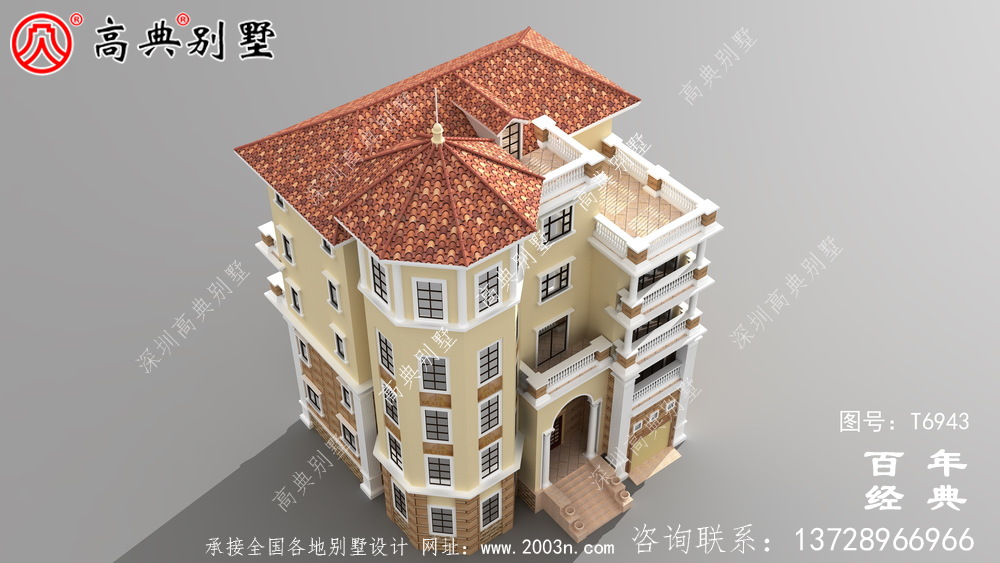 欧式五层别墅设计图纸及设计效果图,多个飘窗配阳台