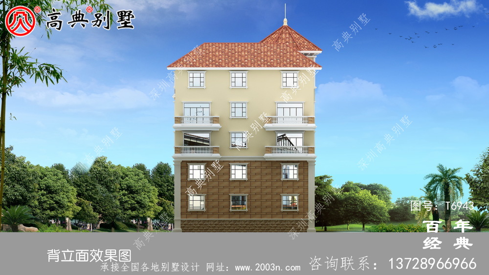 欧式五层别墅设计图纸及设计效果图,多个飘窗配阳台