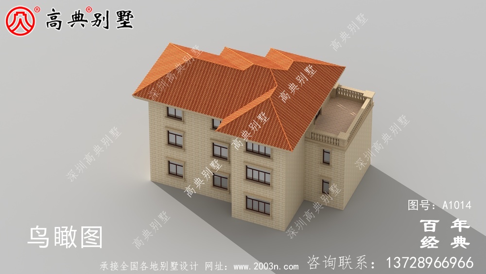 农村欧式三层住宅设计图纸,带阳台和车库