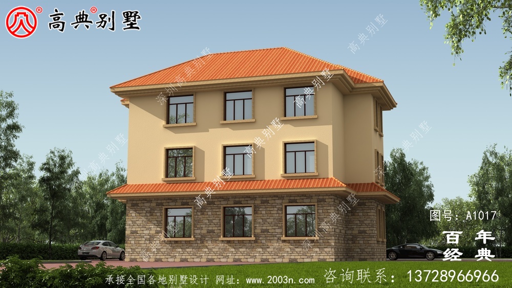 欧式风格的三层别墅设计图纸和效果图,选择农村自建