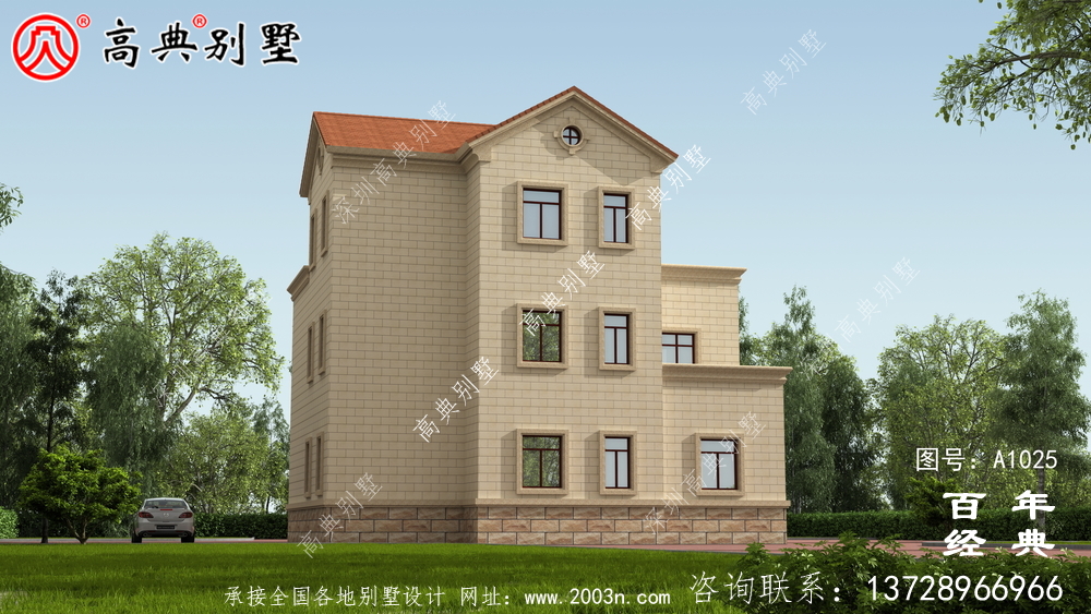 私人自建三层别墅设计纸带效果图,欧式风格,外观大气