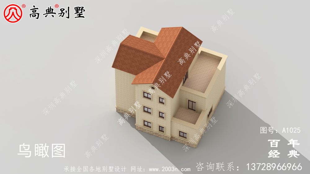 私人自建三层别墅设计纸带效果图,欧式风格,外观大气