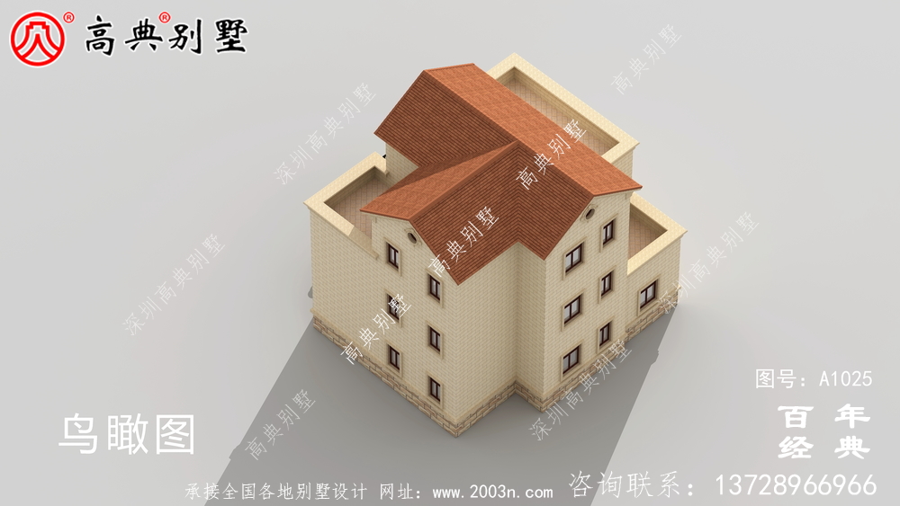 私人自建三层别墅设计纸带效果图,欧式风格,外观大气