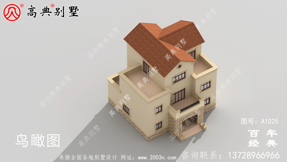 私人自建三层别墅设计纸带效果图,欧式风格,外观大气
