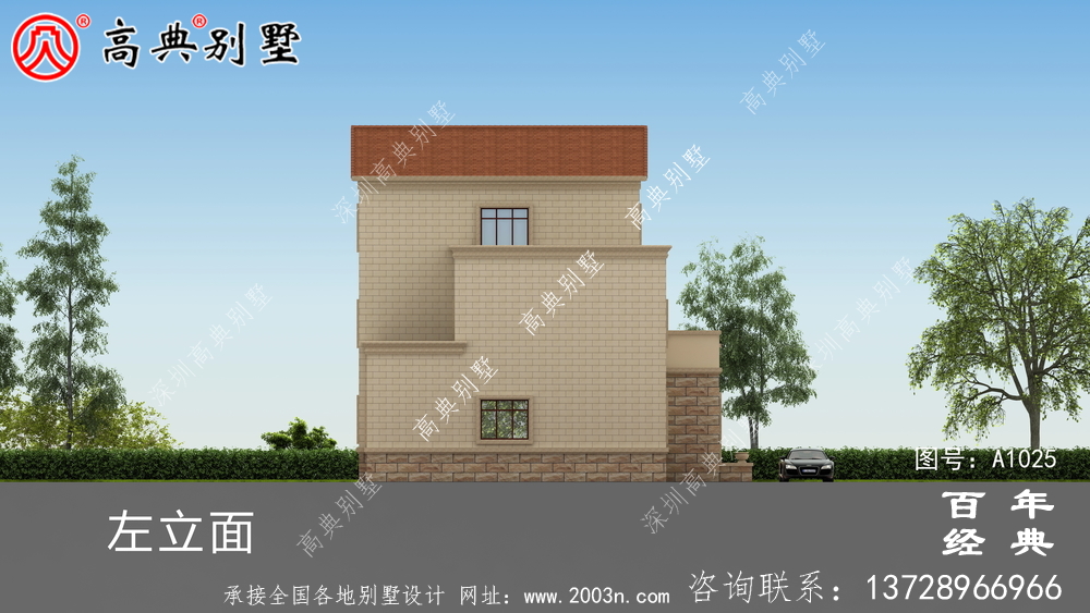私人自建三层别墅设计纸带效果图,欧式风格,外观大气