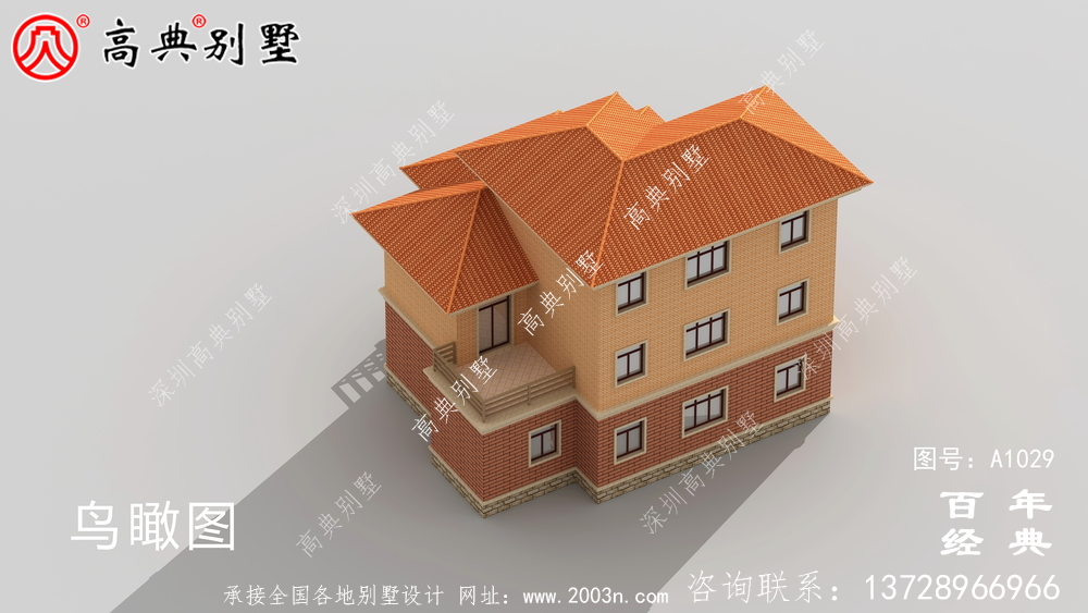 暖色系欧式三层住宅设计图纸,推荐用于新农村建筑设计