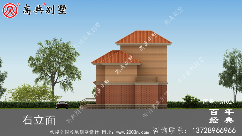 暖色系欧式三层住宅设计图纸,推荐用于新农村建筑设计