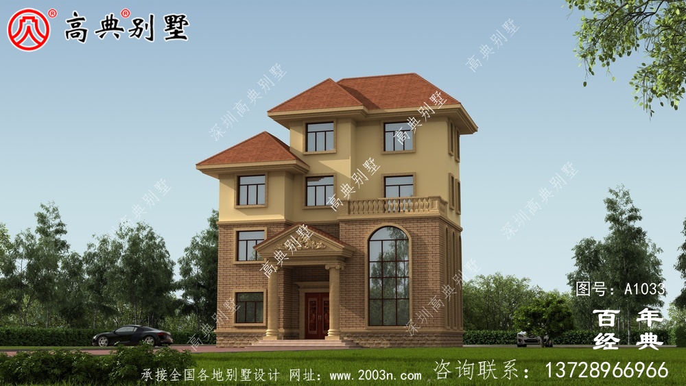 簡約時尚的四樓農(nóng)村別墅設(shè)計(jì)圖紙，占地124平方米，大小適中