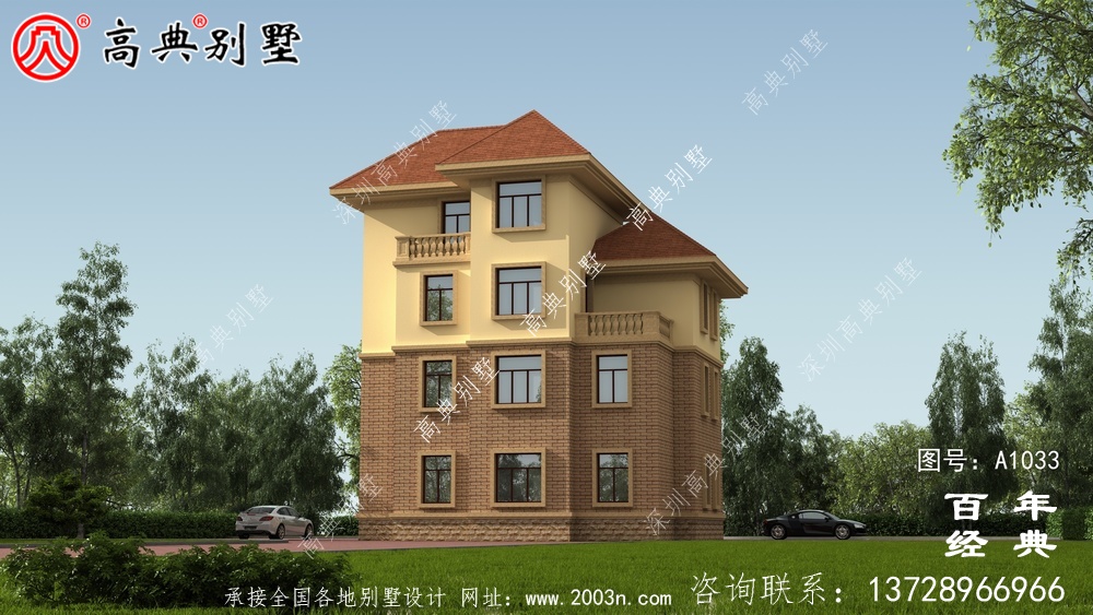 簡約時尚的四樓農(nóng)村別墅設(shè)計(jì)圖紙，占地124平方米，大小適中