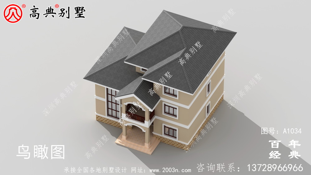 简欧三层别墅设计效果图,占地面积137平方米,外型豪华大气