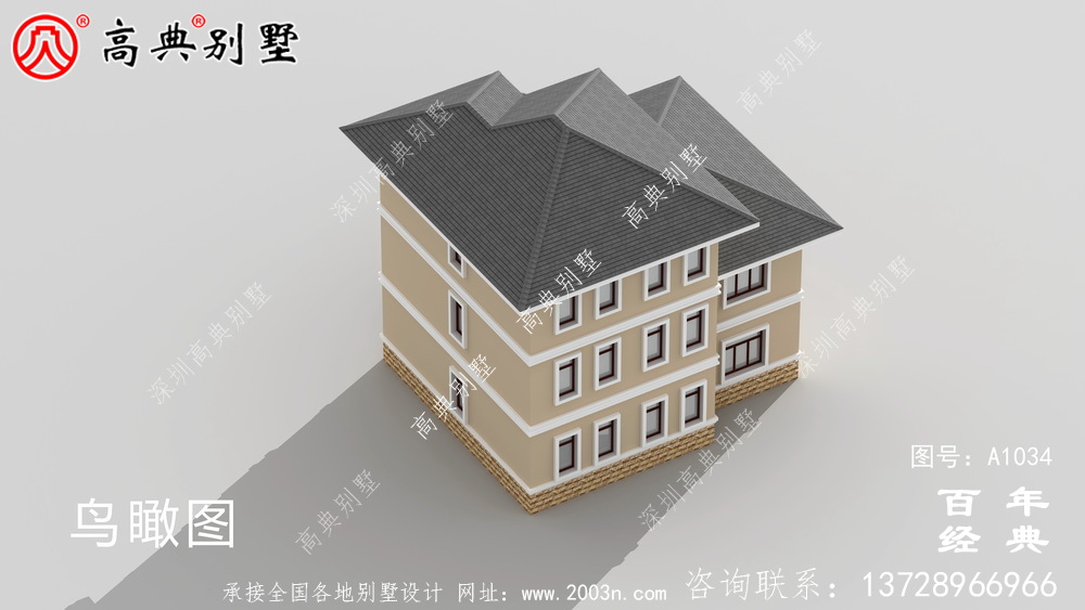 简欧三层别墅设计效果图,占地面积137平方米,外型豪华大气