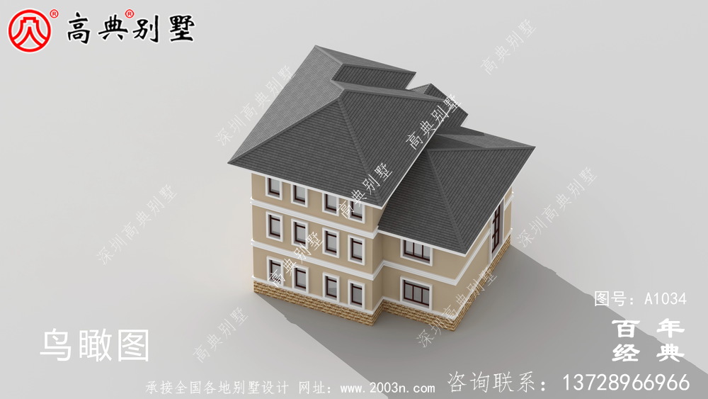简欧三层别墅设计效果图,占地面积137平方米,外型豪华大气