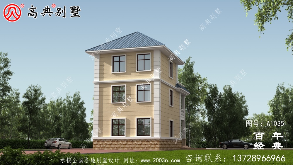 三层新农村住宅设计,占地84平方米,带阳台,多卧室公寓式