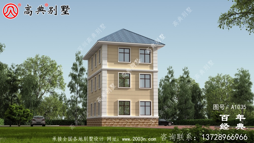 三层新农村住宅设计,占地84平方米,带阳台,多卧室公寓式