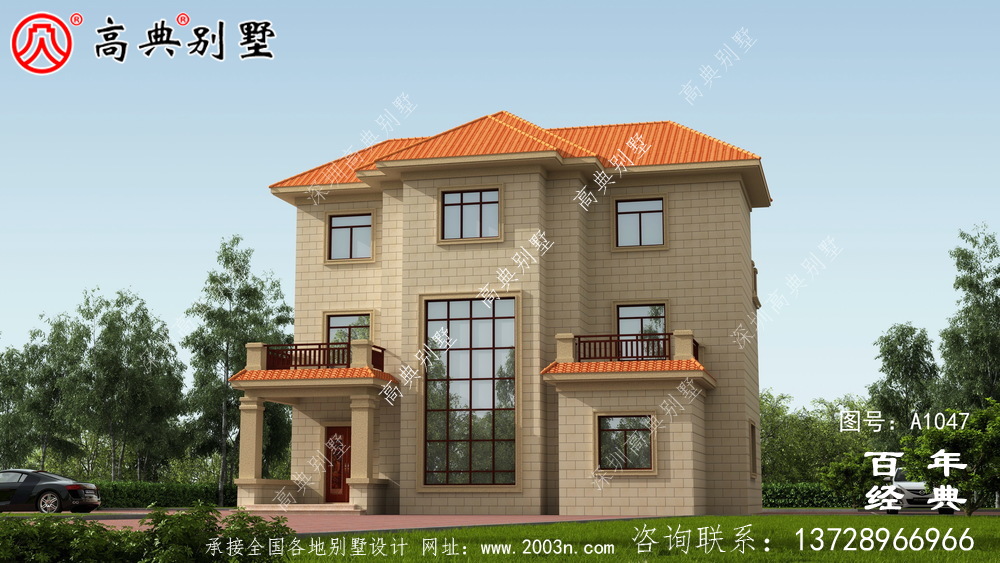 村三层别墅设计图纸,带新型建筑材料(含设计效果图)