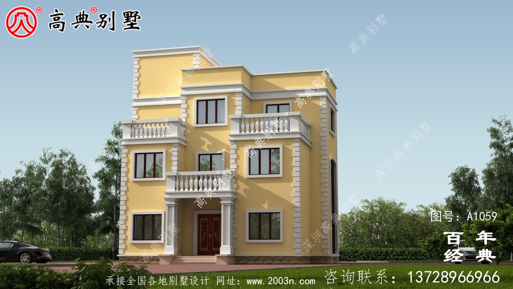广东新农村三楼别墅设计图纸及效果图,广东自建推荐