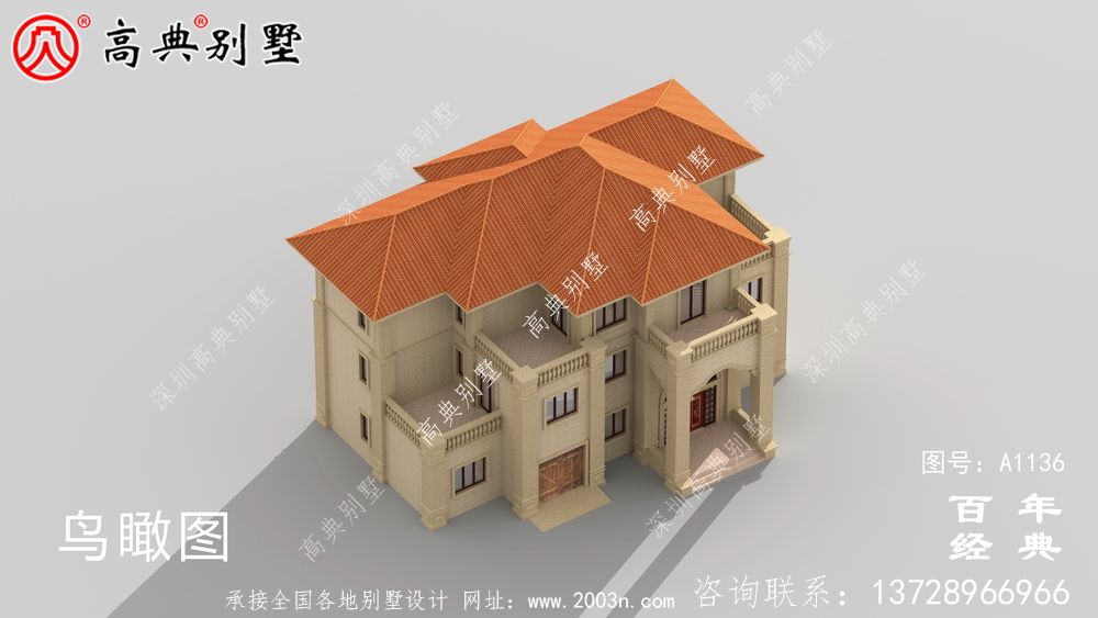 欧式三层别墅设计图及效果图,带车库设计房屋精选
