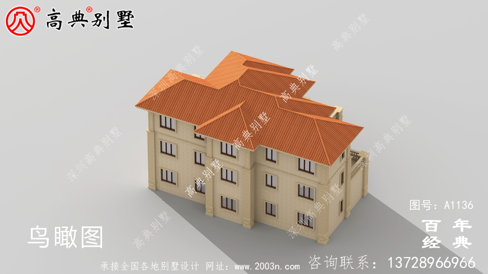 欧式三层别墅设计图及效果图,带车库设计房屋精选