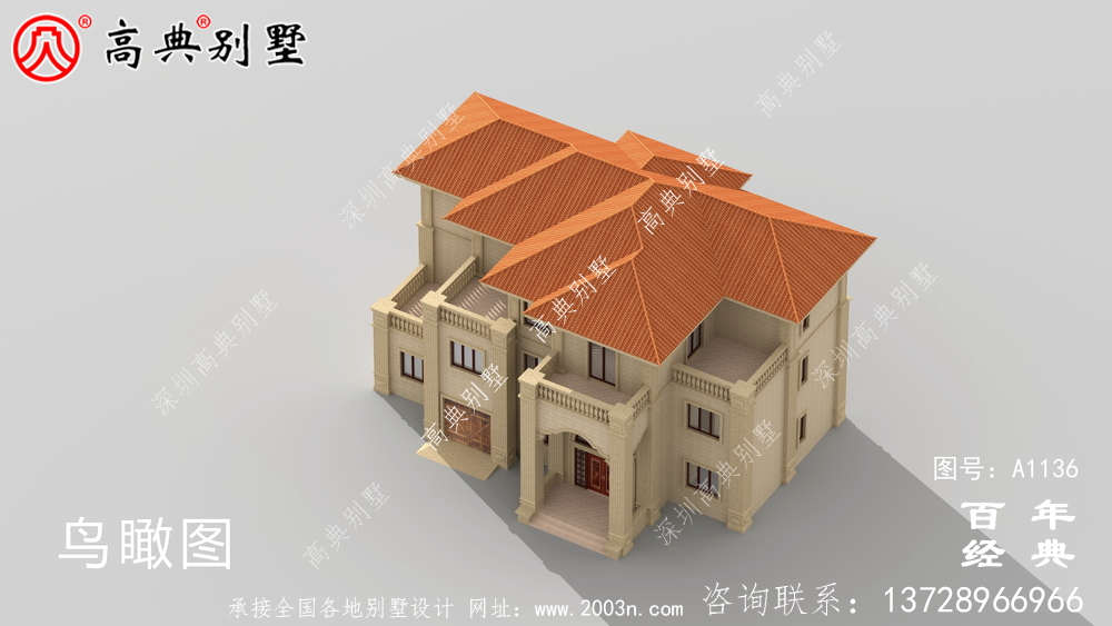 欧式三层别墅设计图及效果图,带车库设计房屋精选