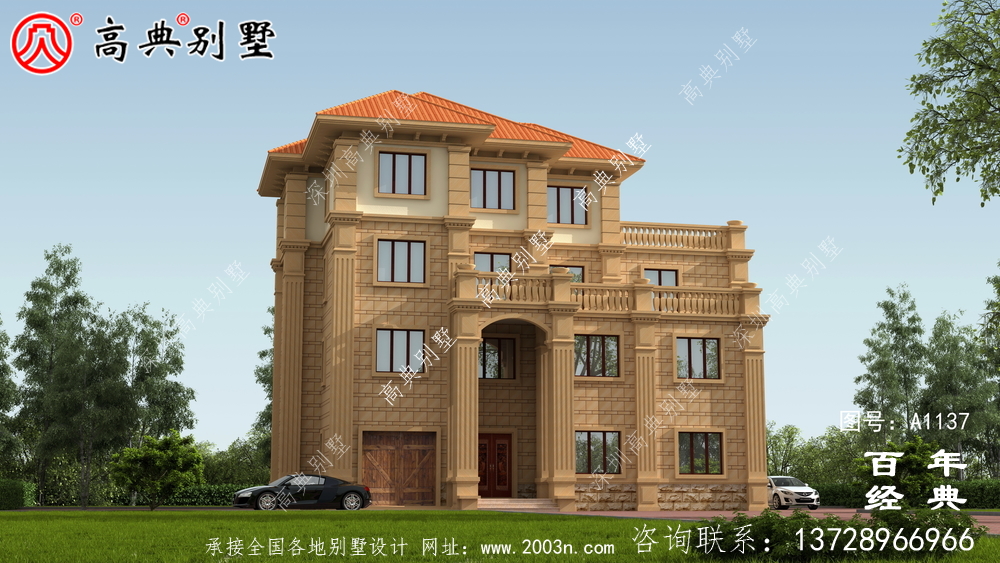 新农村四层别墅设计图纸和效果图,全套cad建筑图纸