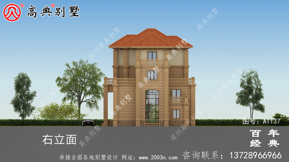 新农村四层别墅设计图纸和效果图,全套cad建筑图纸