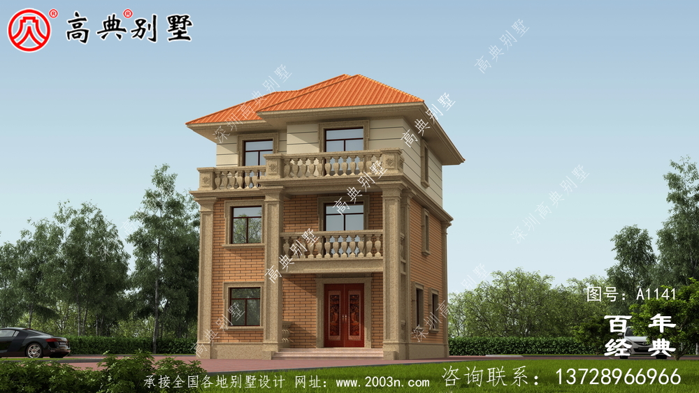 乡村房屋欧式三层设计图,简单大气造价低