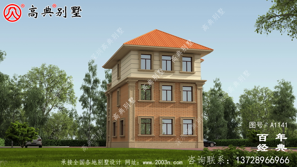 乡村房屋欧式三层设计图,简单大气造价低