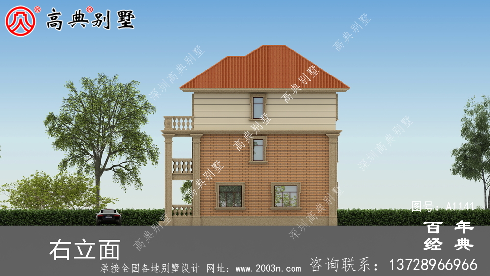 乡村房屋欧式三层设计图,简单大气造价低