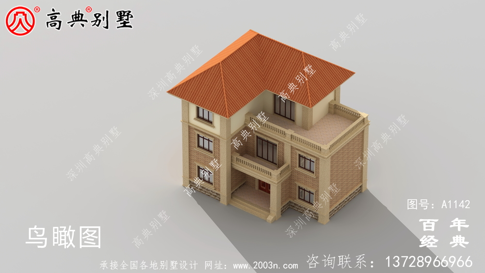三层新农村别墅设计图,CAD设计图+HD效果图