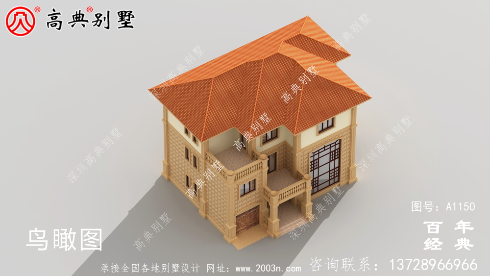 165平方米新农村三层住宅设计图纸,包括效果图,带车库