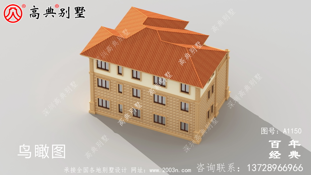 165平方米新农村三层住宅设计图纸,包括效果图,带车库