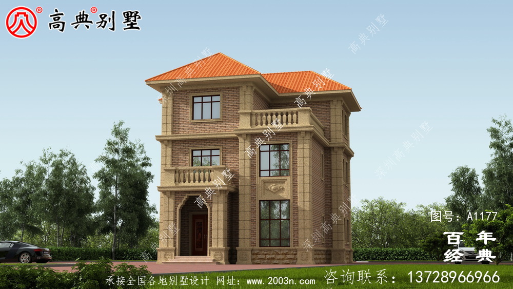 三楼别墅的设计图,占地122平面积适中,户型经典