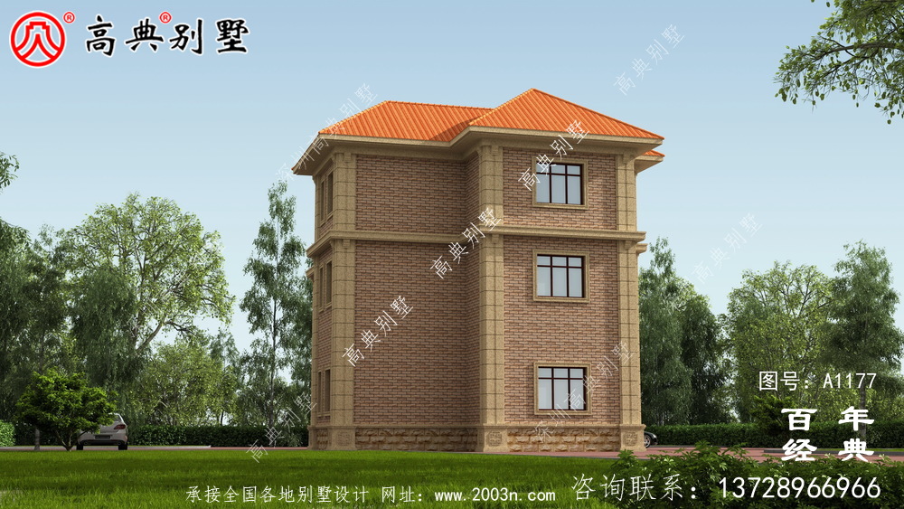 三楼别墅的设计图,占地122平面积适中,户型经典