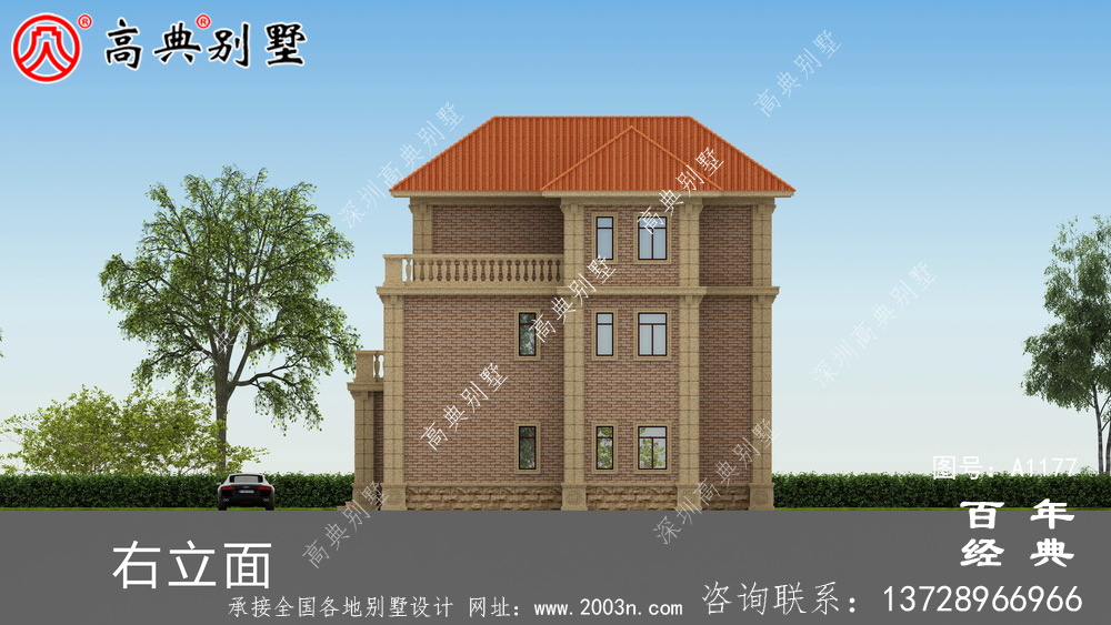 三楼别墅的设计图,占地122平面积适中,户型经典