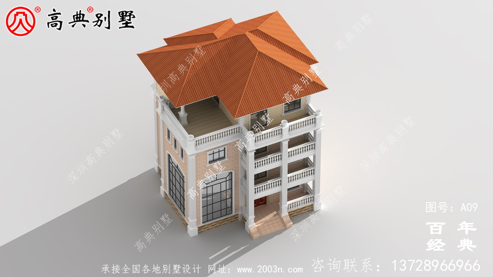 乡村四层坡屋顶小别墅设计图纸_乡村四层别墅设计