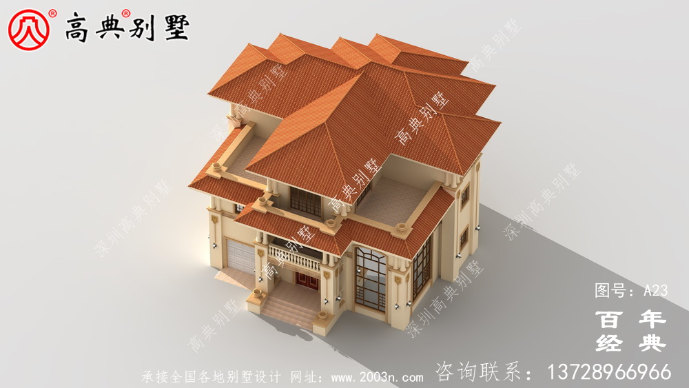 农村三层实用别墅带车库设计施工图_农村三层别墅设计图纸