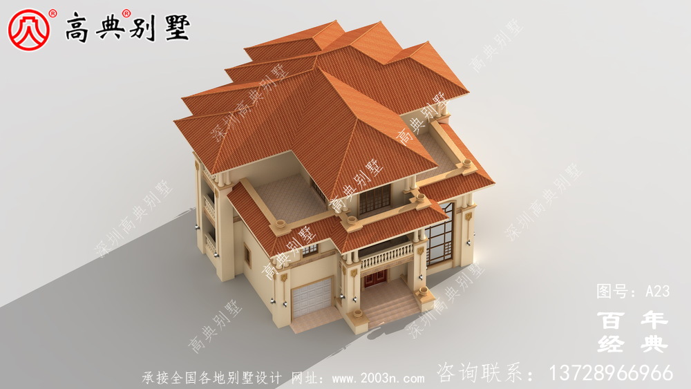 农村三层实用别墅带车库设计施工图_农村三层别墅设计图纸