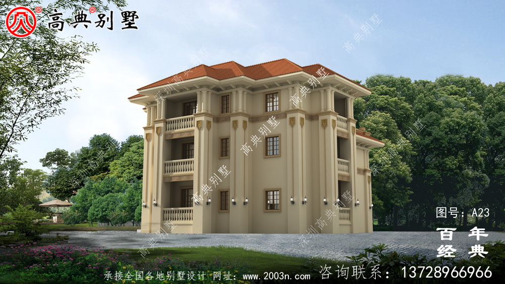农村三层实用别墅带车库设计施工图_农村三层别墅设计图纸