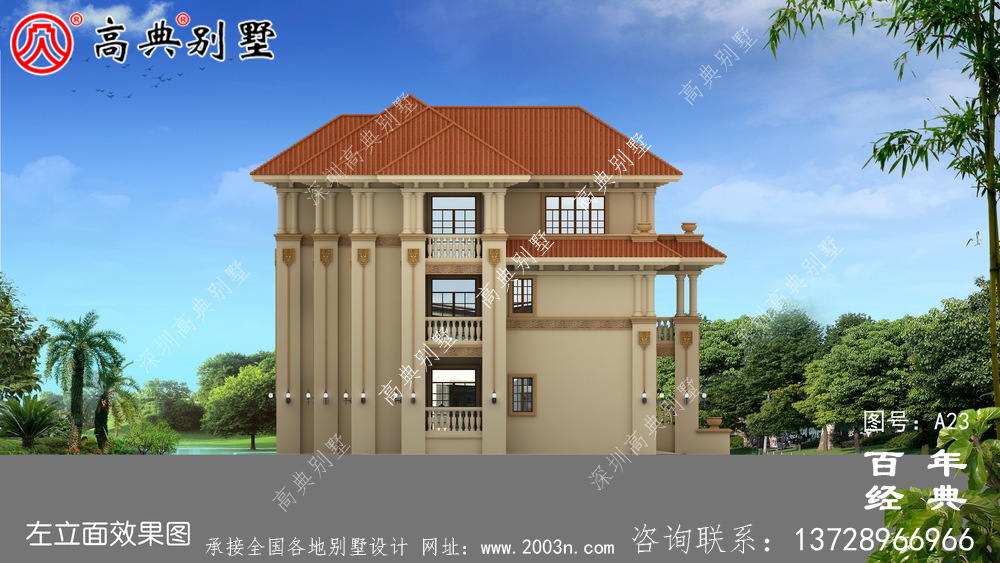 农村三层实用别墅带车库设计施工图_农村三层别墅设计图纸