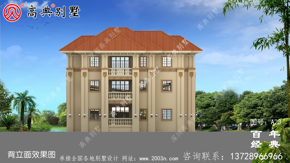 农村三层实用别墅带车库设计施工图_农村三层别墅设计图纸