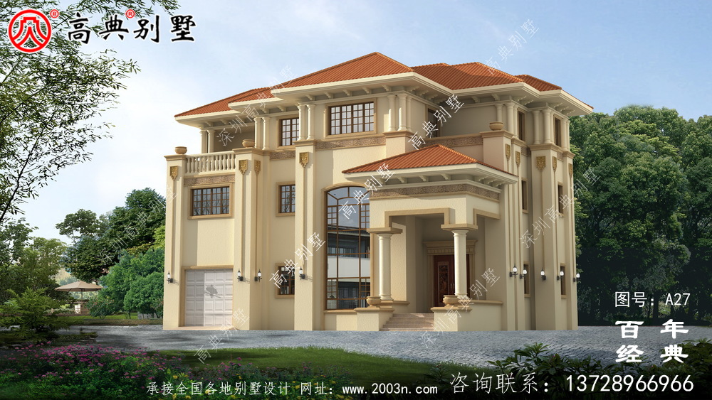 三层新农村实用带车库小别墅设计图施工图_农村三层住宅设计