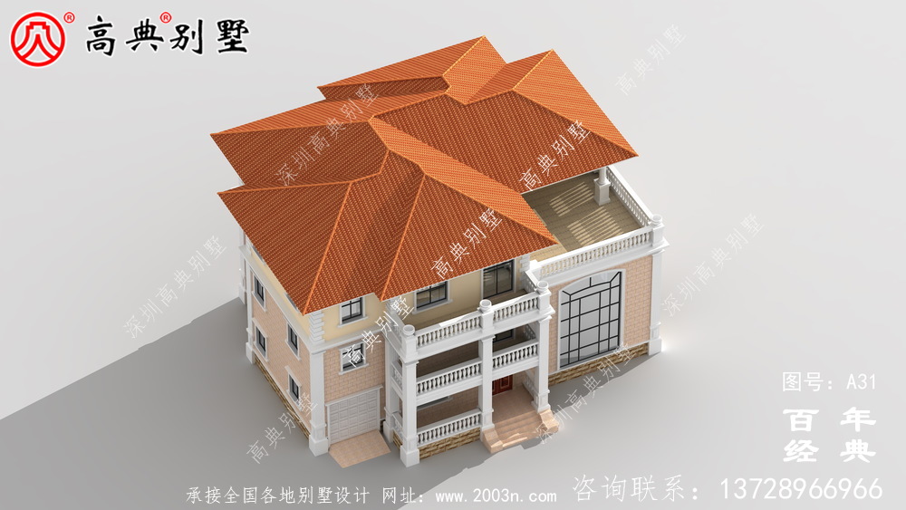 三层带阳台车库适用型别墅设计图纸 乡村三层别墅设计图设计效果图