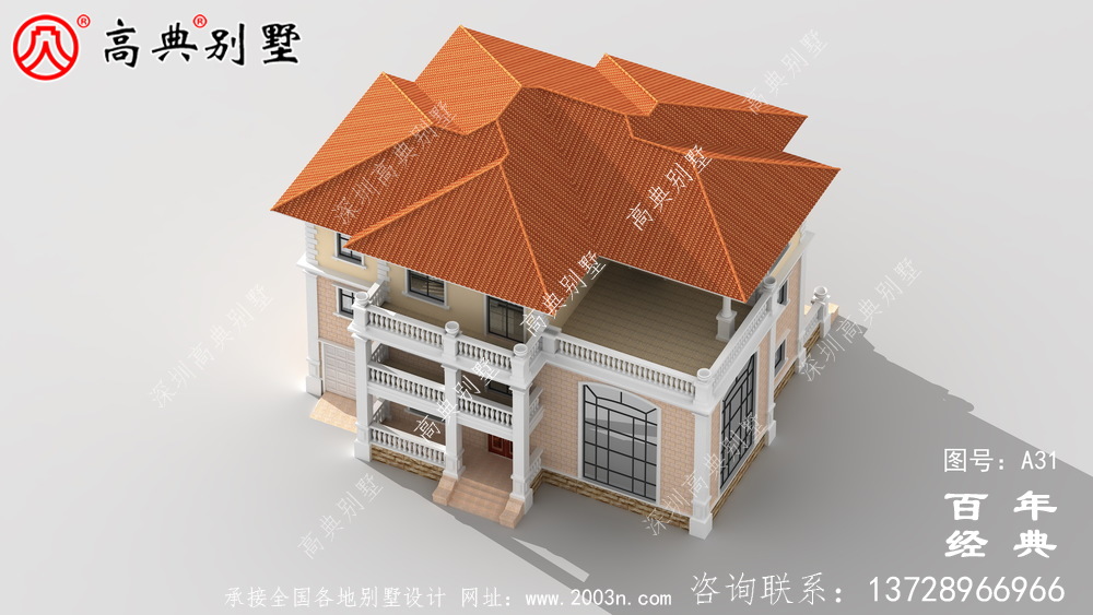 三层带阳台车库适用型别墅设计图纸 乡村三层别墅设计图设计效果图