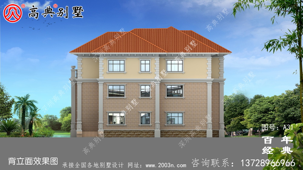 三层带阳台车库适用型别墅设计图纸 乡村三层别墅设计图设计效果图