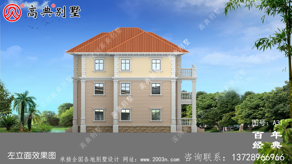 三层带阳台车库适用型别墅设计图纸 乡村三层别墅设计图设计效果图