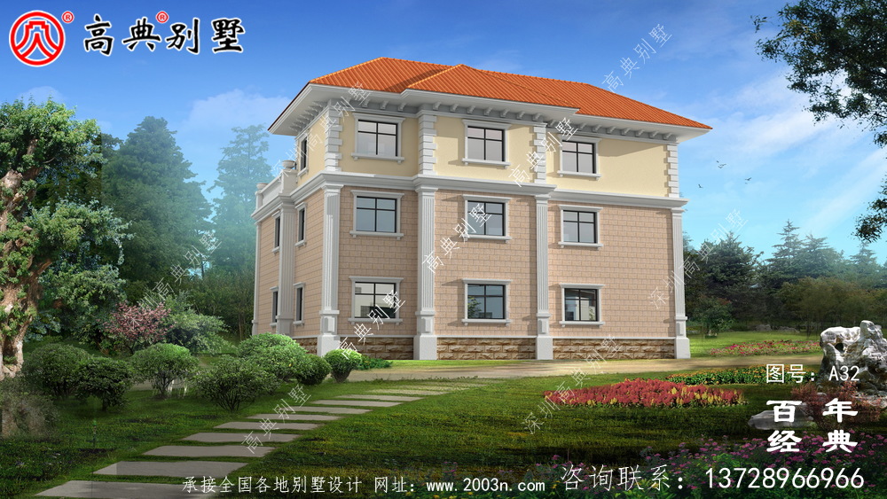 新农村三层带车库的实用别墅设计图 农村三层建设住宅设计图