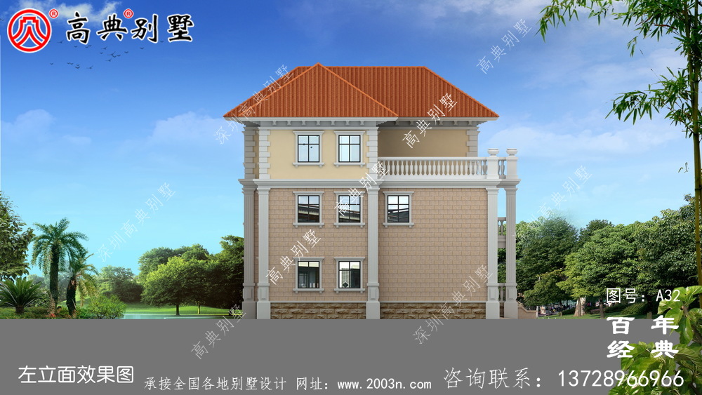 新农村三层带车库的实用别墅设计图 农村三层建设住宅设计图