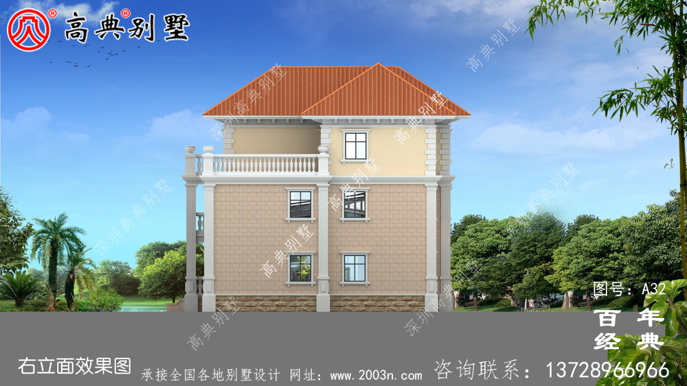 新农村三层带车库的实用别墅设计图 农村三层建设住宅设计图
