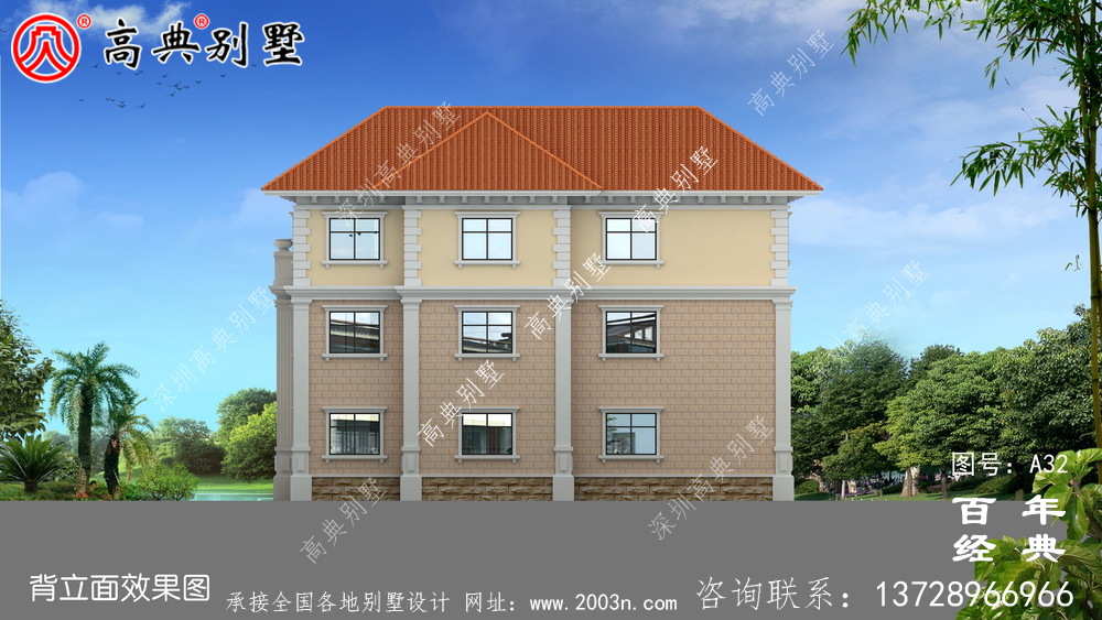 新农村三层带车库的实用别墅设计图 农村三层建设住宅设计图