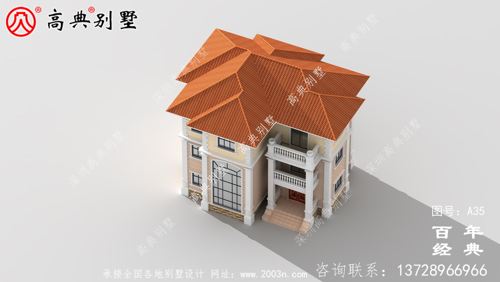 好看的三层农村小别墅设计方案施工图纸及设计效果图_农村三层别墅工程图纸